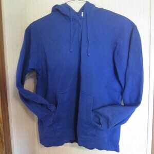 Blue Hooded Zipped Sweatshirt Size L